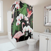 Tropische Pflanze Vögel farbige Illustration Duschvorhang (Beispiel)
