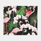 Tropische Pflanze Vögel farbige Illustration Fleecedecke (Vorderseite (Horizontal))