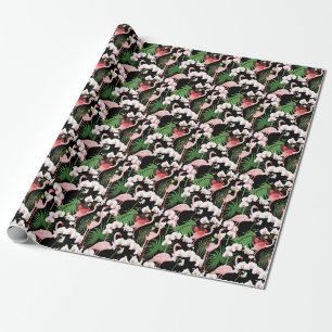 Tropische Pflanze Vögel farbige Illustration Geschenkpapier