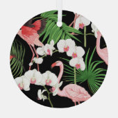 Tropische Pflanze Vögel farbige Illustration Ornament Aus Glas (Rückseite)