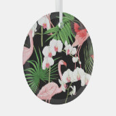 Tropische Pflanze Vögel farbige Illustration Ornament Aus Glas (Vorderseite Rechts)