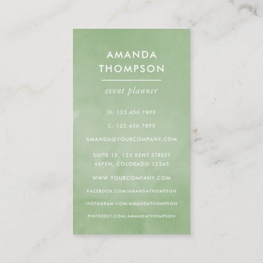 Tropische Pflanzen Visitenkarte (Rückseite)