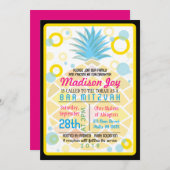 TROPISCHE PINÄAPPLE BAT Mitzvah Einladung (Vorne/Hinten)