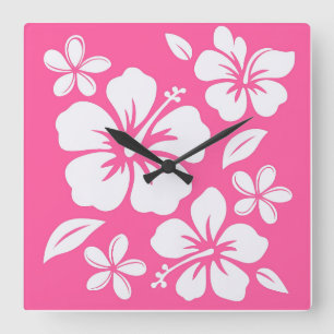 Tropische Pink Beach Blume Quadratische Wanduhr