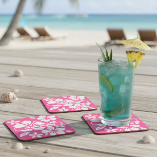 Tropische Pink Beach Blume Rechteckiger Pappuntersetzer