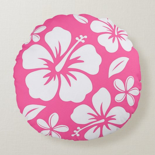 Tropische Pink Beach Blume Rundes Kissen (Vorderseite)