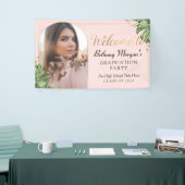 Tropische Pink-Gold-Arch-Foto-Graduierungsparty Banner (Messeveranstaltung)