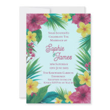 Tropische Pinke Gelbe Hibiskus Minze Hochzeit