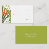 Tropische Platzkarte mit Blumen - grün und orange (Vorne/Hinten)