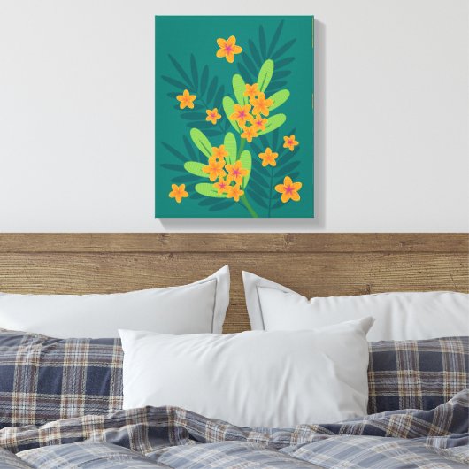 Tropische Plumeria Art Canvas Leinwanddruck (Insitu (Schlafzimmer))