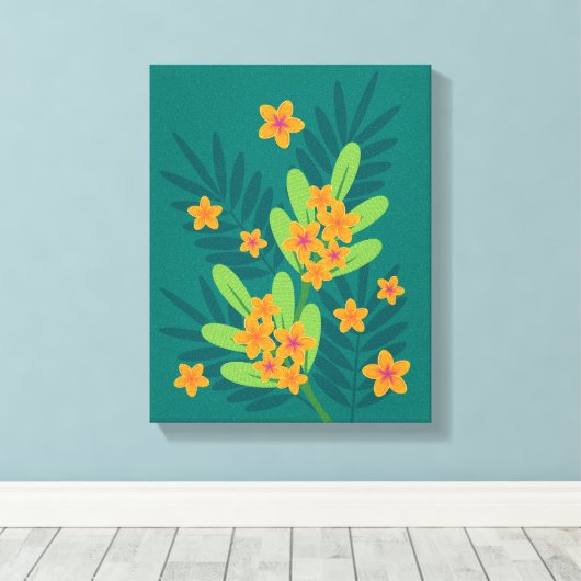 Tropische Plumeria Art Canvas Leinwanddruck (Insitu (Holzboden))