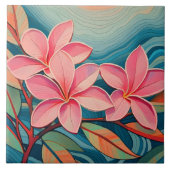 Tropische Plumeria Art Fliese (Vorderseite)