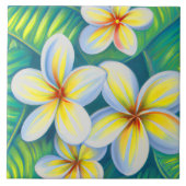 Tropische Plumeria Art Fliese (Vorderseite)