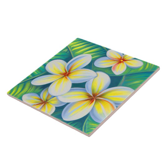 Tropische Plumeria Art Fliese (Seite)
