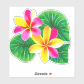 Tropische Plumeria-Blume Aufkleber (Blatt)