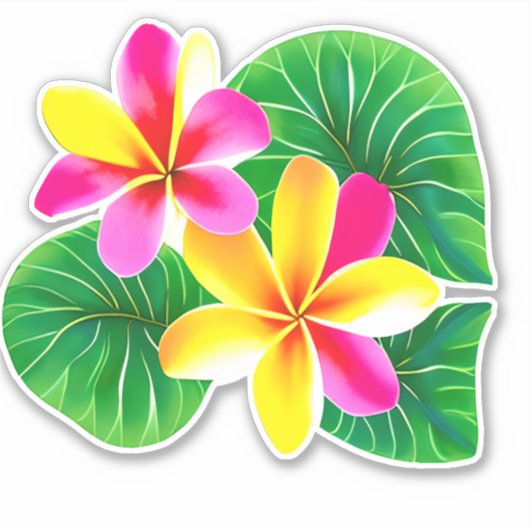Tropische Plumeria-Blume Aufkleber (Vorderseite)
