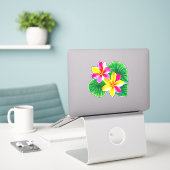 Tropische Plumeria-Blume Aufkleber (Laptop auf Schreibtisch)