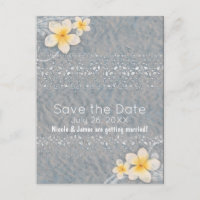 Tropische Plumeria Blume Graugelb Save the Date