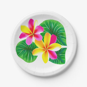 Tropische Plumeria-Blume Pappteller