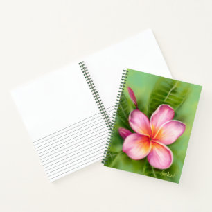 Tropische Plumeria Blume Rosa Orange Personalisier Notizblock