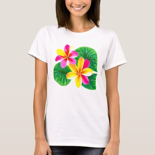 Tropische Plumeria-Blume T-Shirt (Vorderseite)