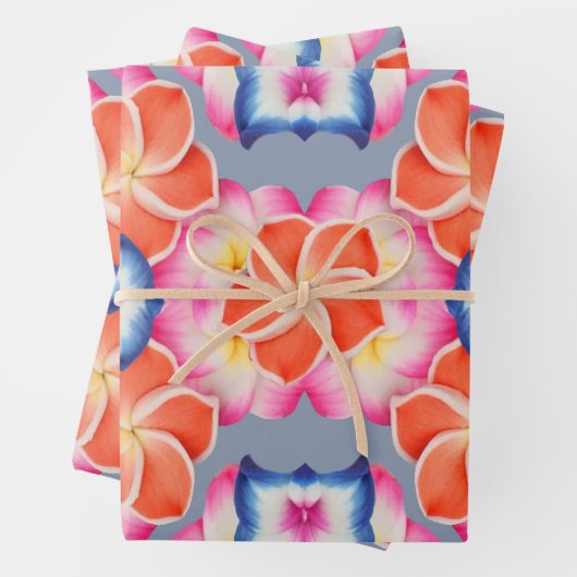 Tropische Plumeria-Blume X Muster Geschenkpapier Set (Beispiel)