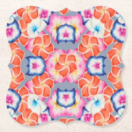 Tropische Plumeria-Blume X Muster Untersetzer (Vorderseite)