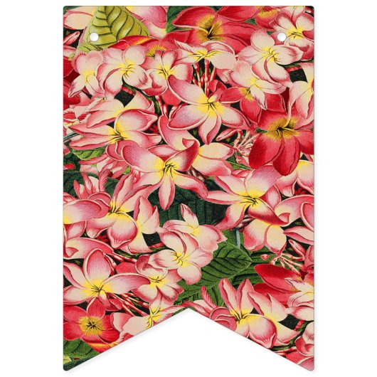 Tropische Plumeria-Blumen-mit Blumenalles Gute zum Wimpelkette (Erste Fahne)