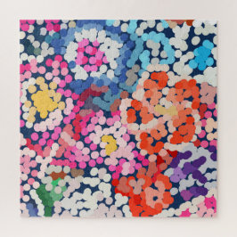 Tropische Plumeria Dotted Gepunktete Blume Abstrak Puzzle