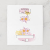 Tropische Plumeria Frangipani Wedding Platzkarte (Außenseite Aufgefaltet)