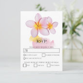 Tropische Plumeria Frangipani Wedding RSVP Cards (Stehend Vorderseite)
