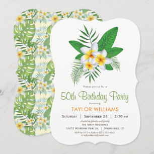 Tropische Plumeria Geburtstagsparty Einladung