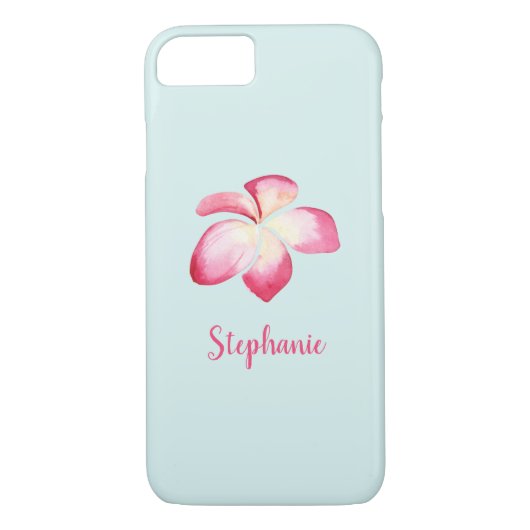 Tropische Plumeria Pink Wasserfarbe Case-Mate iPhone Hülle (Rückseite)