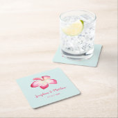 Tropische Plumeria Pink Wasserfarbenhochzeit Rechteckiger Pappuntersetzer (Vor Ort)