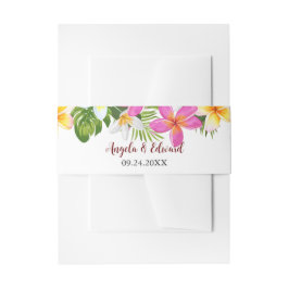 Tropische Plumeria Temple Tree Wedding Einladungsbanderole