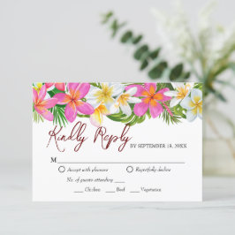 Tropische Plumeria Temple Tree Wedding RSVP Card