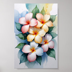 Tropische Plumeria-Wasserfarben-Harmonie Poster