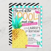 Tropische Pool-Party Einladung (Vorne/Hinten)
