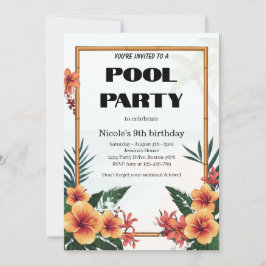 Tropische Poolparty-Einladung Nicole 9. Geburtstag Einladung