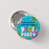 Tropische Poolparty-Geburtstagsfeier Button (Vorne & Hinten)