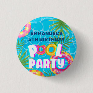 Tropische Poolparty-Geburtstagsfeier Button