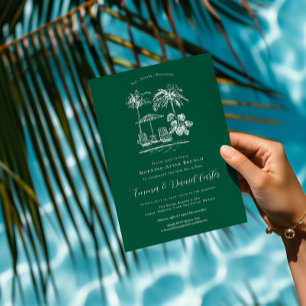 Tropische Poolparty Morgen nach dem Hochzeitsbru Einladung