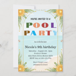 Tropische Poolparty Nicole 9. Geburtstag 2026 Einladung
