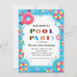 Tropische Poolparty Nicole 9. Geburtstag 2026 Einladung