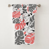 Tropische Print Monstera Leaves Badhandtuch Set (Insitu)