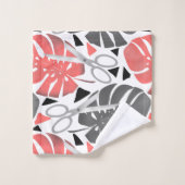 Tropische Print Monstera Leaves Badhandtuch Set (Waschlappen)