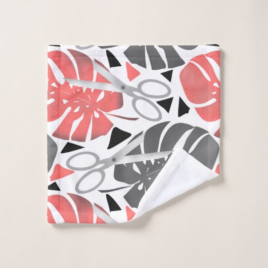 Tropische Print Monstera Leaves Badhandtuch Set (Waschlappen)