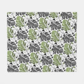 Tropische Print Monstera Leaves Fleecedecke (Vorderseite (Horizontal))