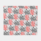 Tropische Print Monstera Leaves Fleecedecke (Vorderseite (Horizontal))
