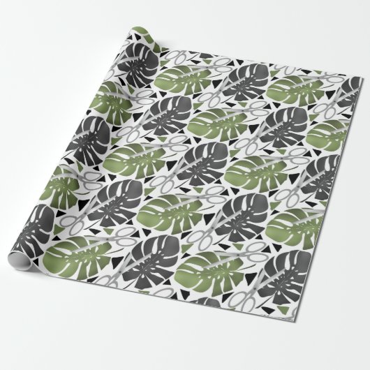 Tropische Print Monstera Leaves Geschenkpapier (Ungerollt)